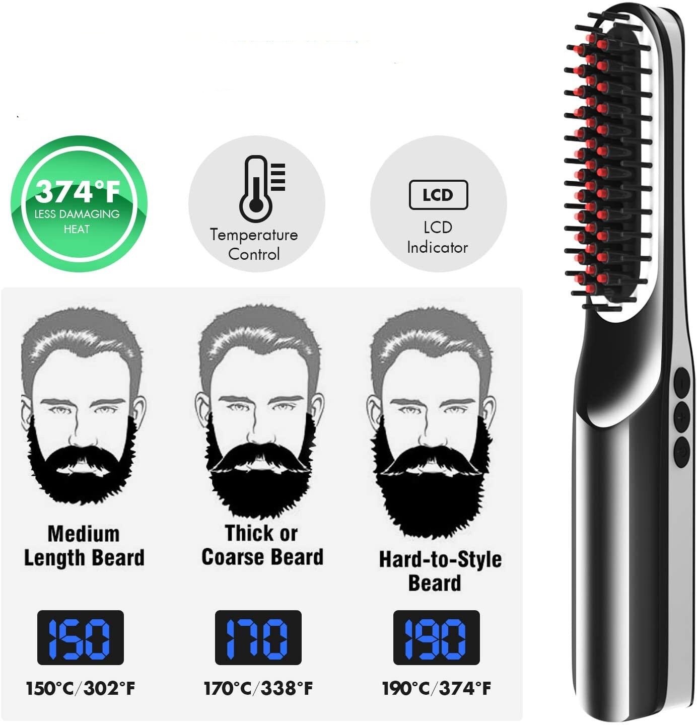 Usb Charging Straight Hair And Beard Comb – Image 4