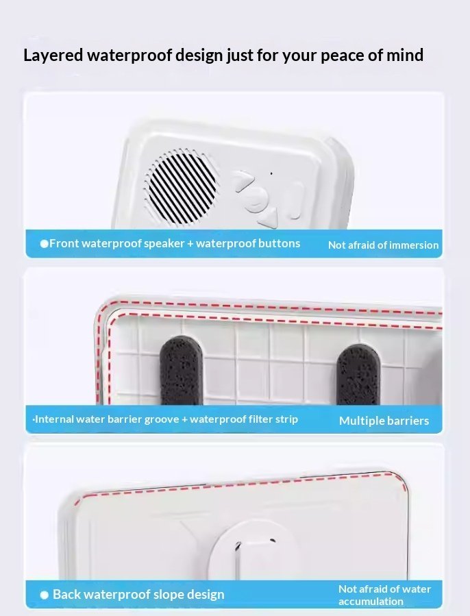 Bathroom Waterproof Mobile Phone Box Bluetooth Speaker Audio Bath TV Stand Mobile Phone Holder 360 Degree Rotation Touch Screen – Image 3