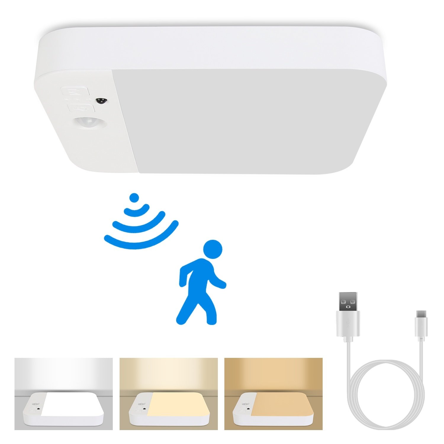 1Pc Or 2Pcs Motion Sensor Ceiling Light With Remote Rechargeable Wireless Flush Ceiling Light With 3000K 4500K 6000K 3 Timer 10 Brightness For Closet Stairs Garage Bathroom Hallway – Image 3