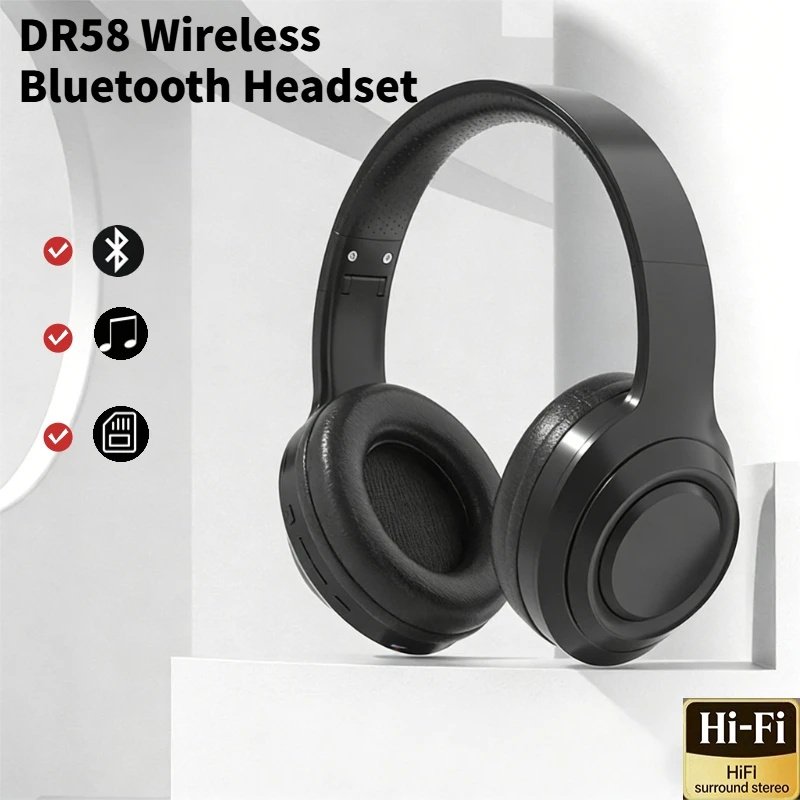 Over Ear HIFI Stereo Headsets Wireless Bluetooth Headphones Sports Gaming Earphones With HD Mic Support TF AUX Noise Reduction – Image 8