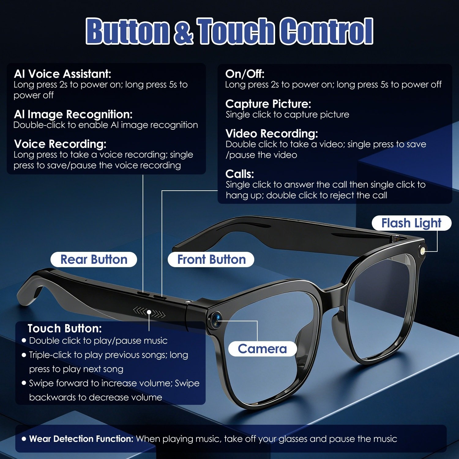 1Pc AI Smart Glasses With Camera And Audio 8MP HD1080P Real Time Translation 139 Languages Voice Assistant AI Photo Recognition Music Playback & Hands-Free Calling For Travel Meeting Vlog – Image 7