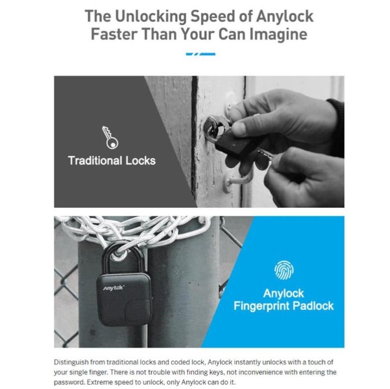 Smart Lock Waterproof L3 Fingerprint Padlock – Image 5