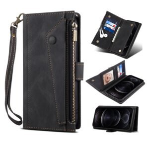 Étui en cuir à rabat horizontal givré rétro avec support et fente pour carte et portefeuille et poche zippée et lanière, For Samsung Galaxy S21 5G, For Samsung Galaxy S21+ 5G, For Samsung Galaxy S21 Ultra 5G, For Samsung Galaxy S21 FE 5G...