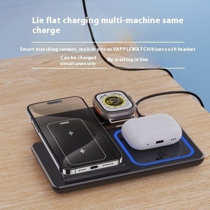 15W 3 In 1 LED Fast Wireless Charger Stand Foldable Charging Station For Smart Phone 15 14 13 12 11 IWatch 9 8 7 6 5 Airpods Pro – Image 2