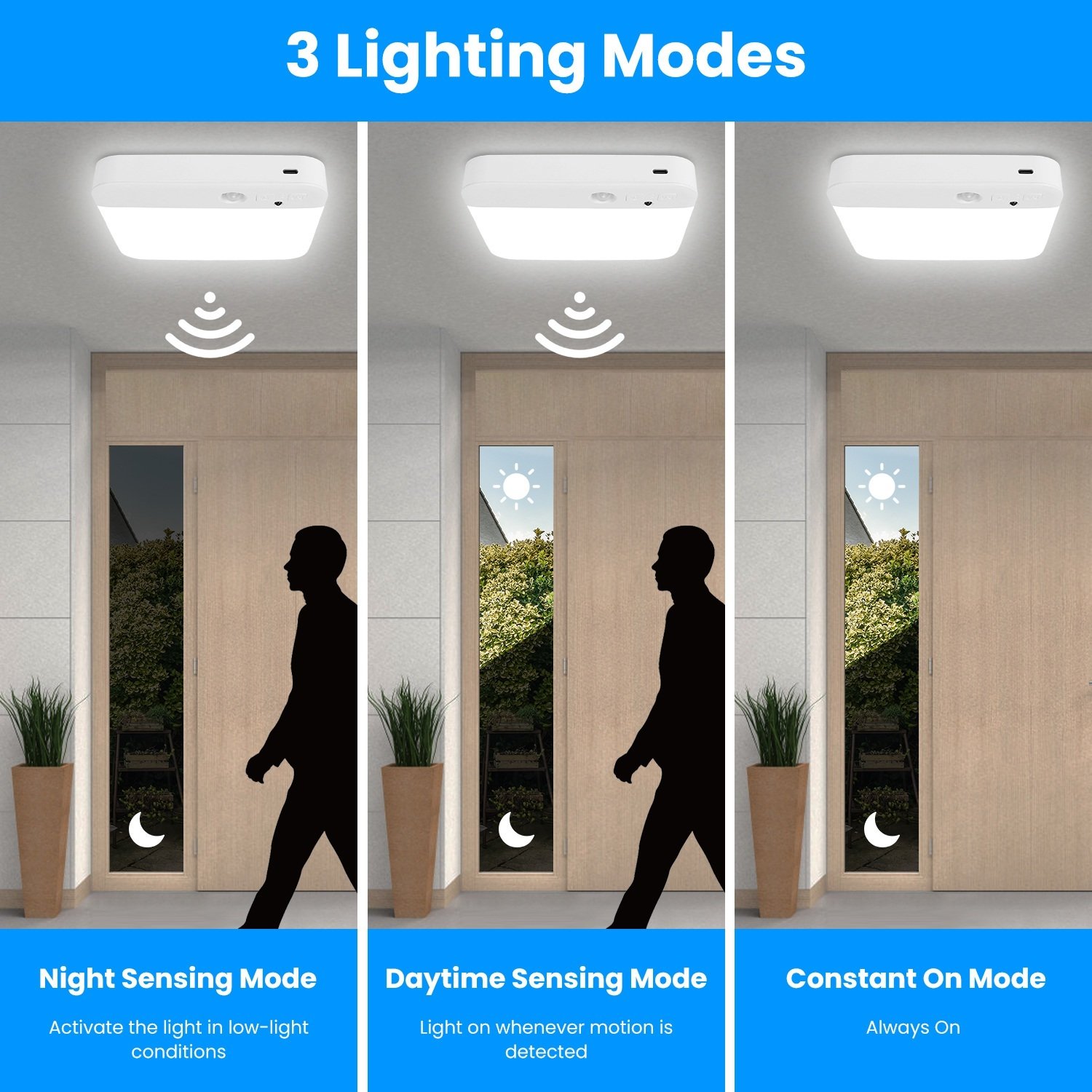 1Pc Or 2Pcs Motion Sensor Ceiling Light With Remote Rechargeable Wireless Flush Ceiling Light With 3000K 4500K 6000K 3 Timer 10 Brightness For Closet Stairs Garage Bathroom Hallway – Image 7