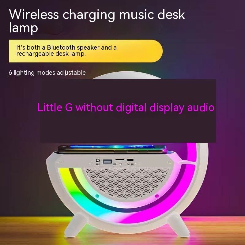 Bluetooth Speaker Colorful Atmosphere Light Wireless Charging Clock – Image 6