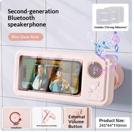 Bathroom Waterproof Mobile Phone Box Bluetooth Speaker Audio Bath TV Stand Mobile Phone Holder 360 Degree Rotation Touch Screen – Image 7