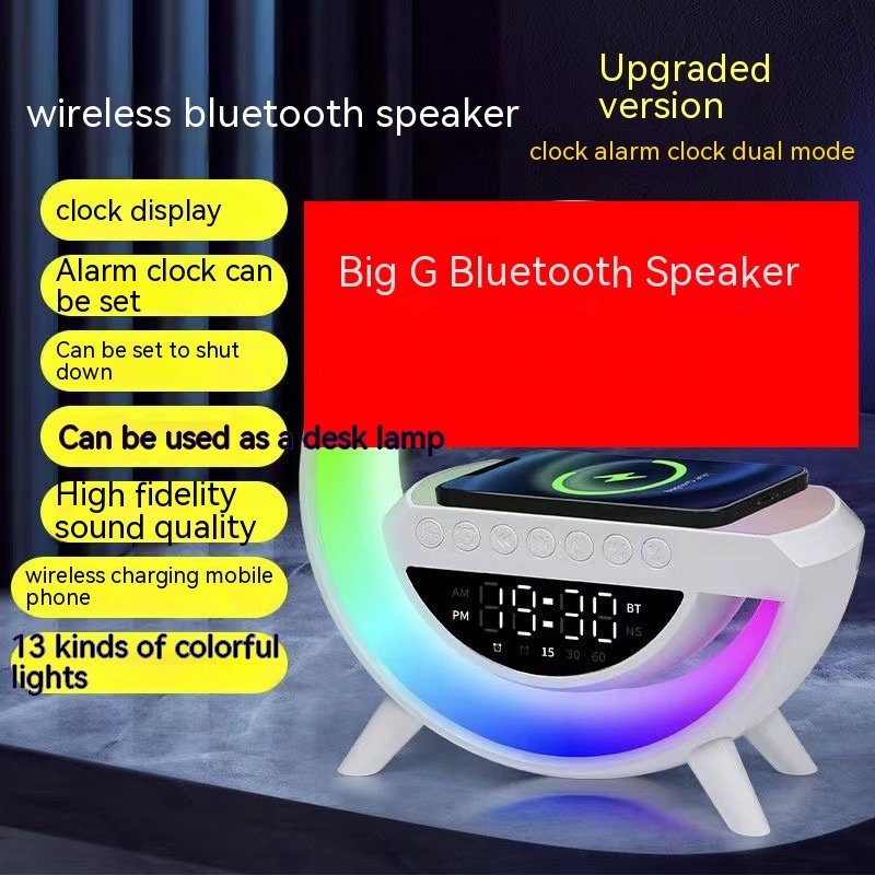 Bluetooth Speaker Colorful Atmosphere Light Wireless Charging Clock – Image 2