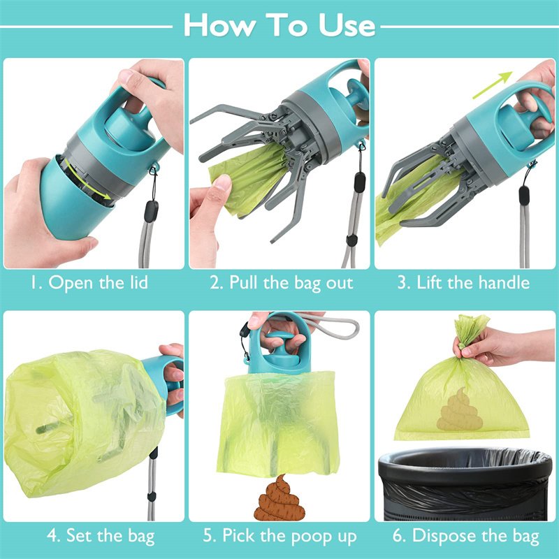Portable Lightweight Dog Pooper Scooper With Built-in Poop Bag Dispenser Eight-claw Shovel For Pet Toilet Picker Pet Products – Image 4