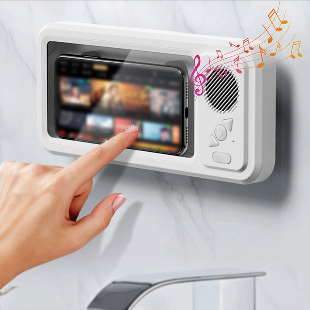Bathroom Waterproof Mobile Phone Box Bluetooth Speaker Audio Bath TV Stand Mobile Phone Holder 360 Degree Rotation Touch Screen – Image 4